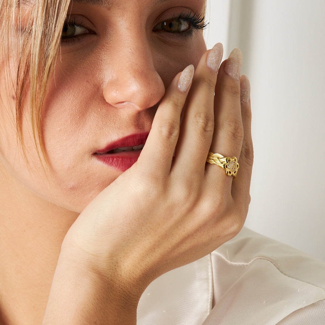 STRICK RING MIT STEIN | 925 SILBER