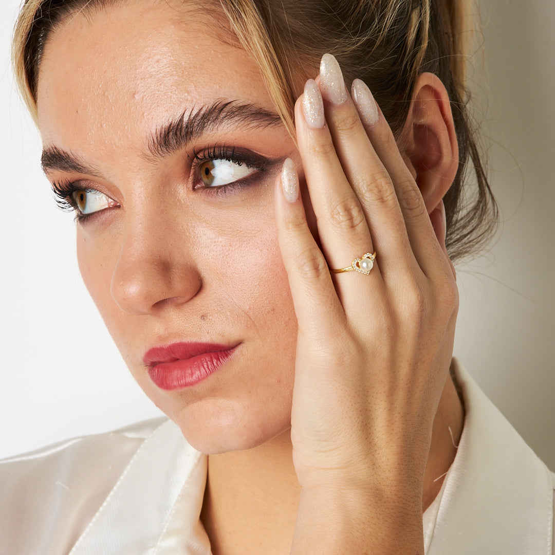 Heart Pearl Ring - 925 SILVER