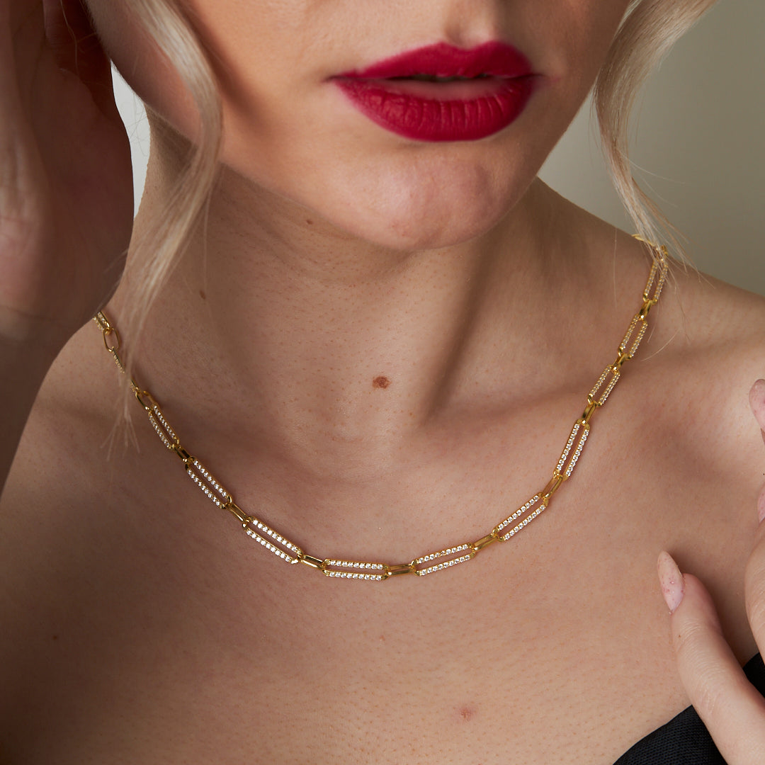 Anchor Zircon Necklace - 925 SILVER