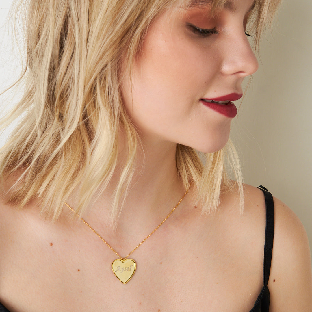 Simple Name Heart Necklace - 925 Silver