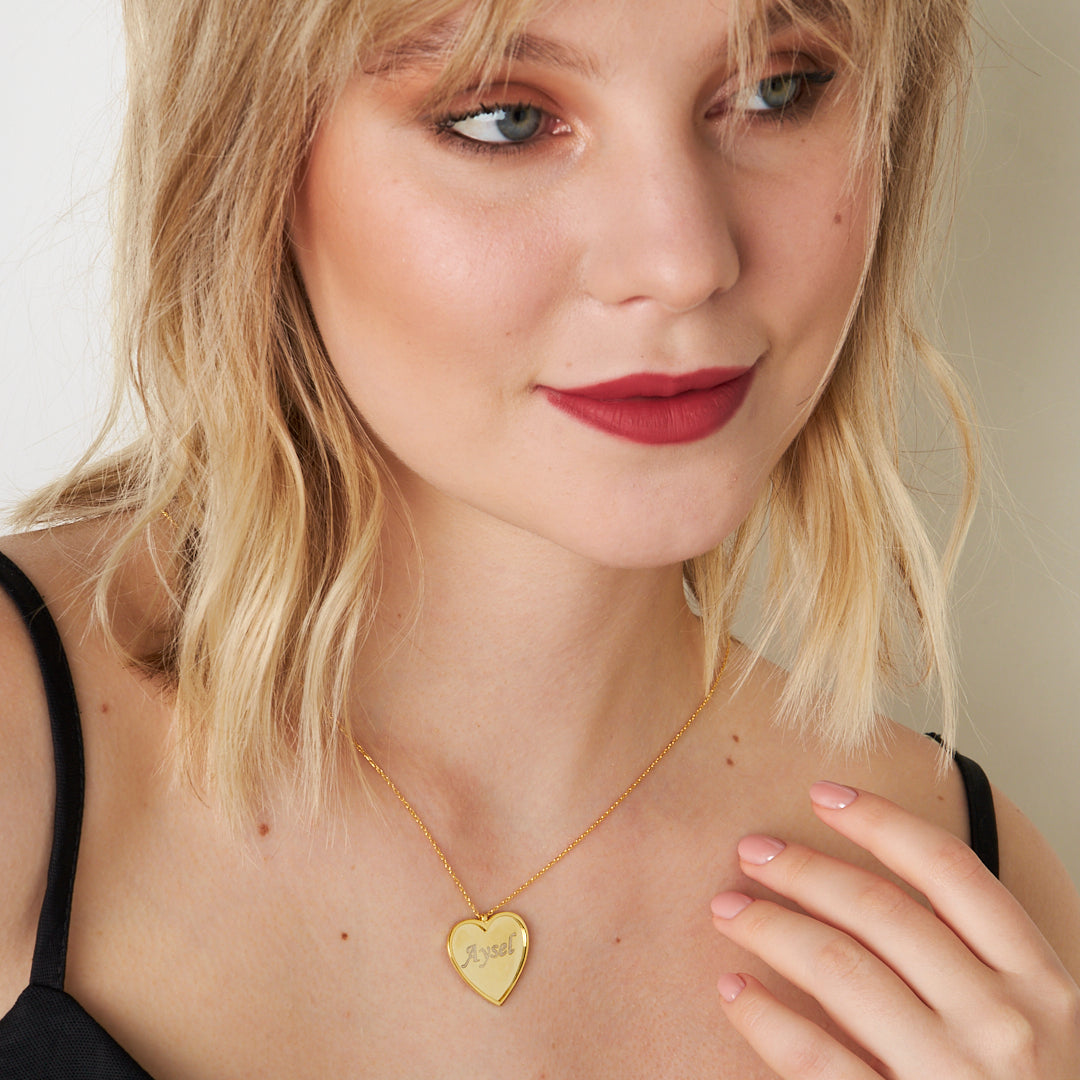 Simple Name Heart Necklace - 925 Silver