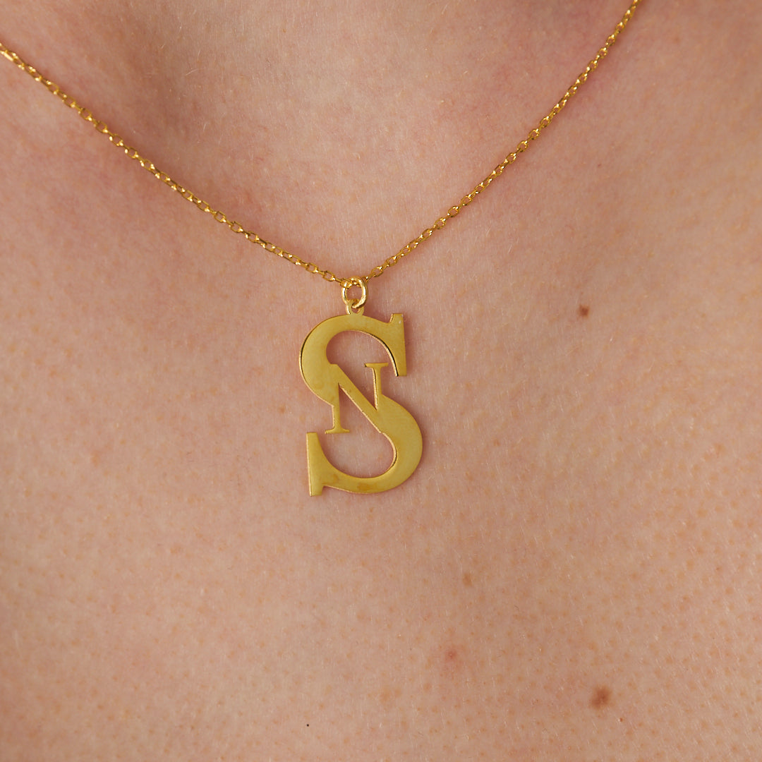 Double Letter Necklace Model 2 - 925 SILVER