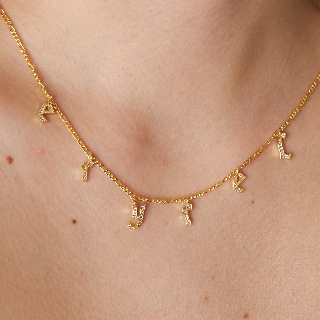 Chocker Zircon Stone Name Necklace - 925 SILVER