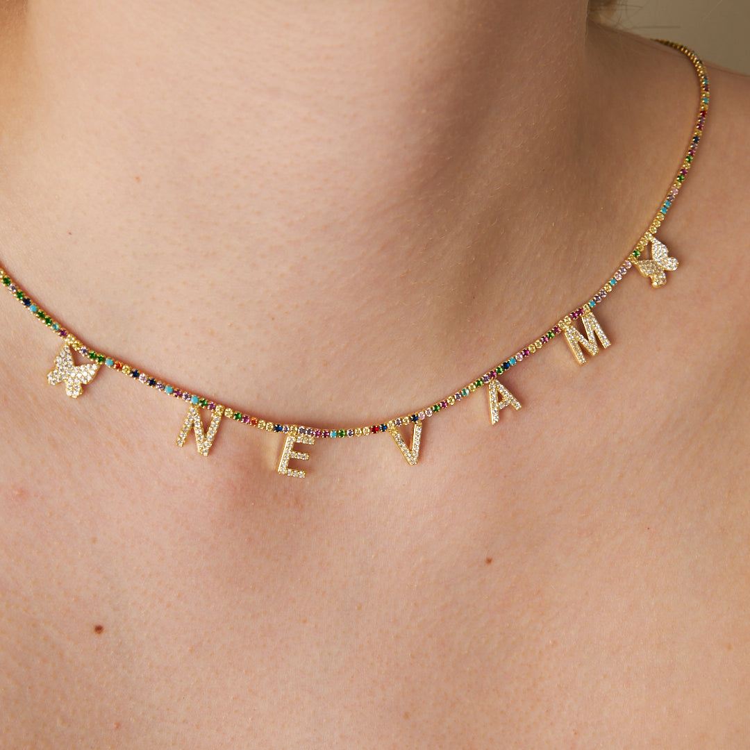 Butterfly Named Colorful Waterways Necklace - 925 SILVER