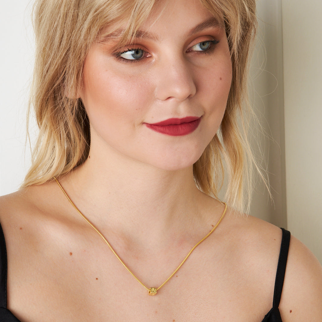 Cube Letter Chain Necklace - 925 SILVER