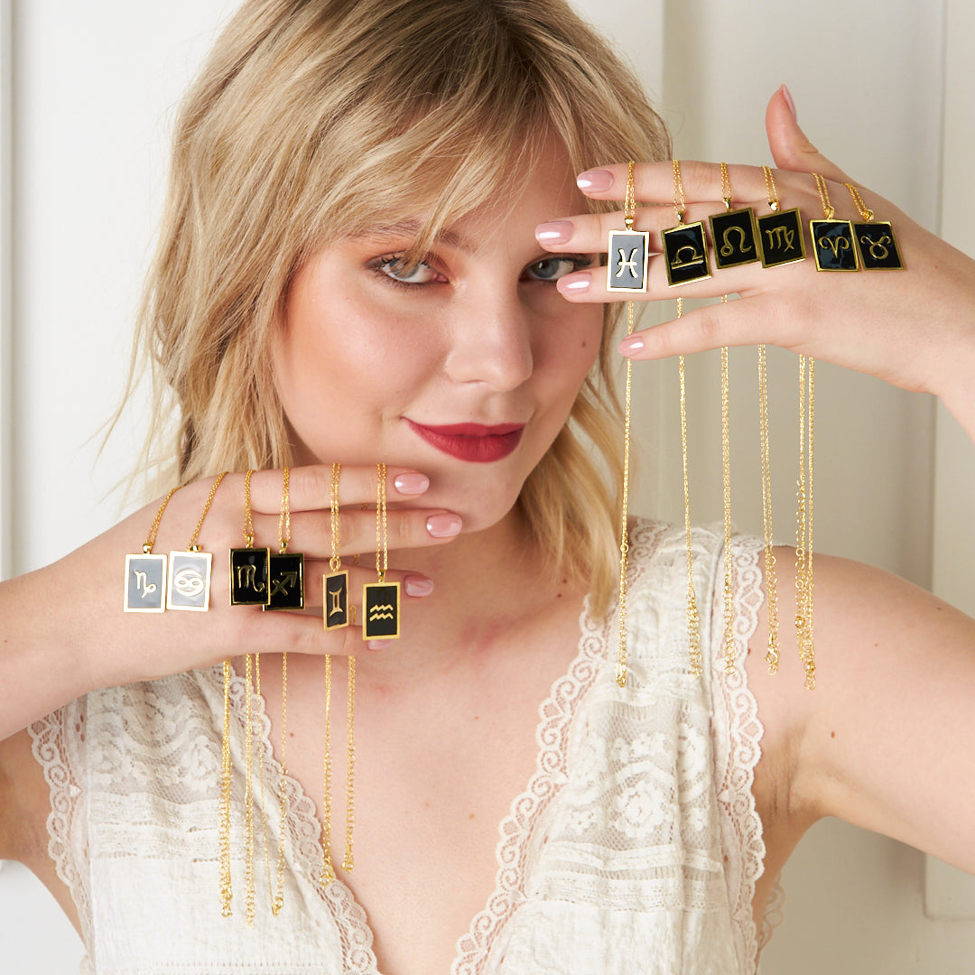 Colorful Rectangular Sagittarius Necklace - 925 SILVER