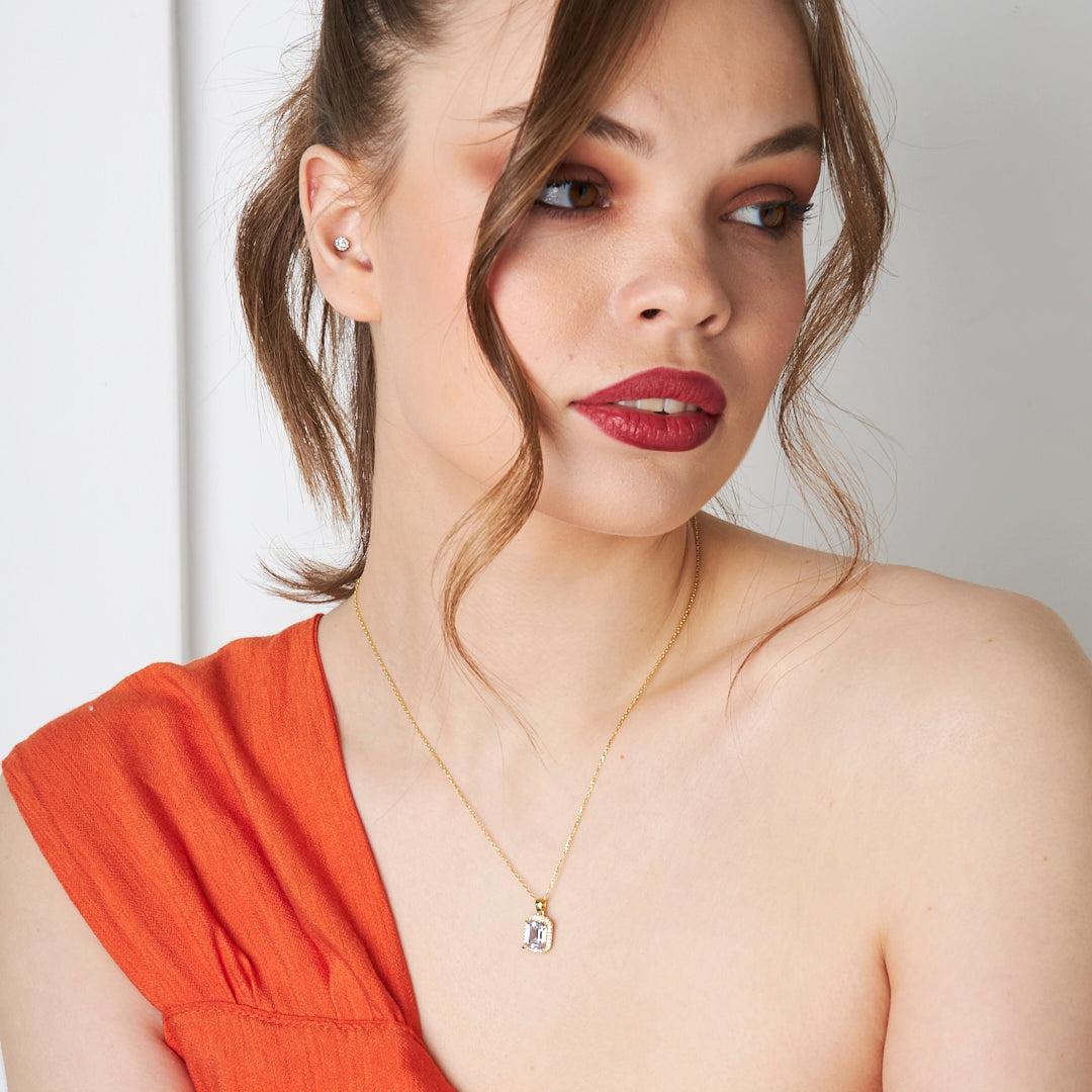 Baguette Stone Trend Necklace - 925 SILVER