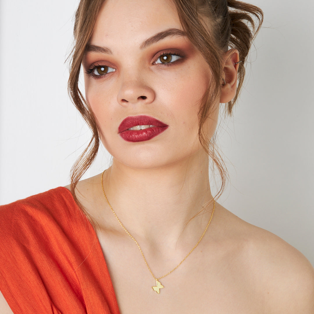 Side Butterfly Necklace - 925 SILVER