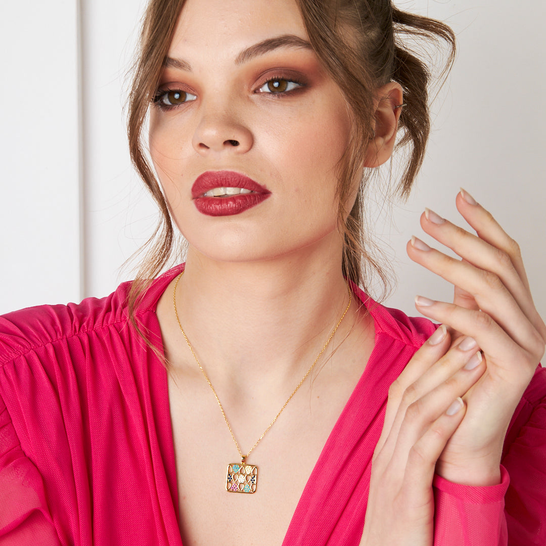 Colorful Teardrop Necklace - 925 Silver