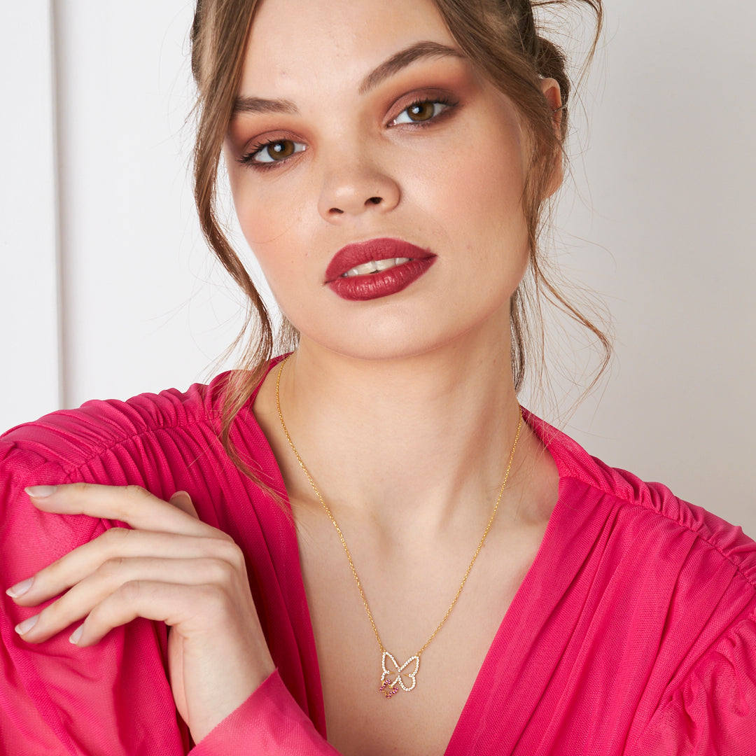 Double Butterfly Necklace - 925 SILVER