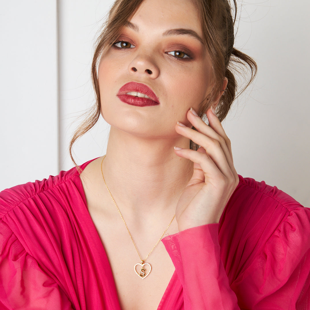 Letter Heart Necklace - 925 Silver