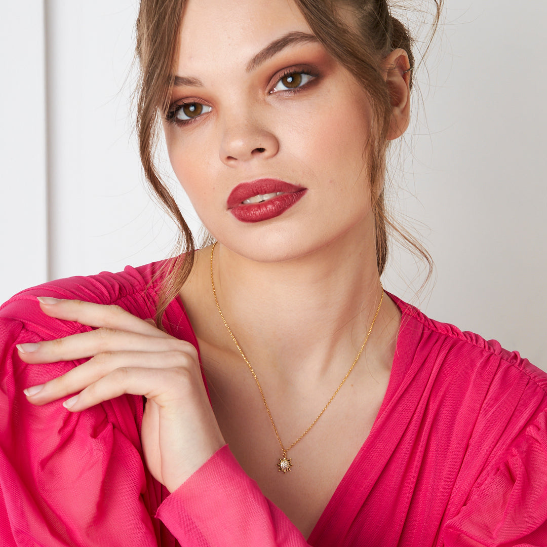 Stone Sun Necklace - 925 SILVER