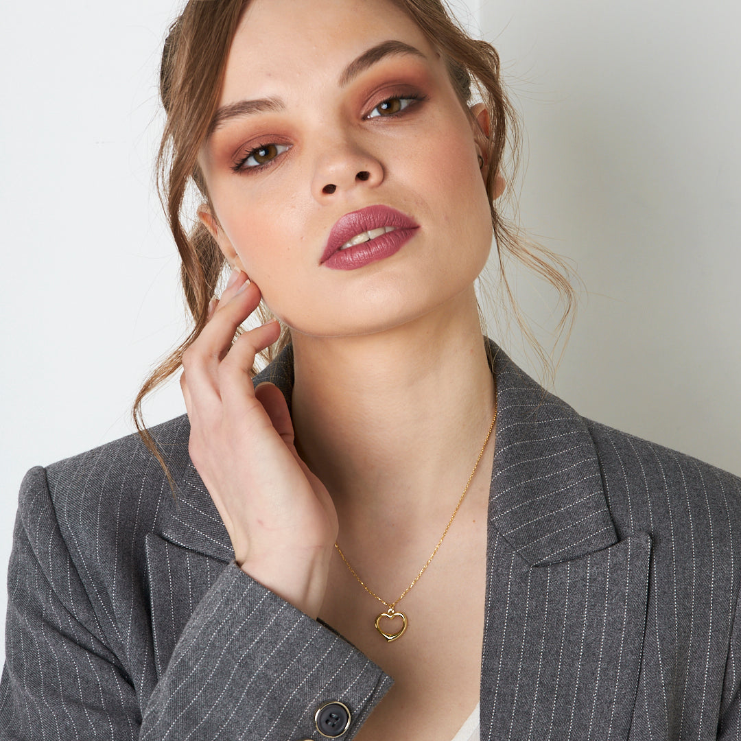 Hollow Heart Necklace - 925 Silver