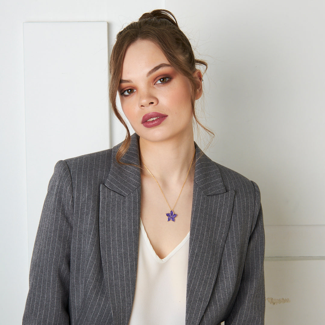 Purple Rose Necklace - 925 SILVER