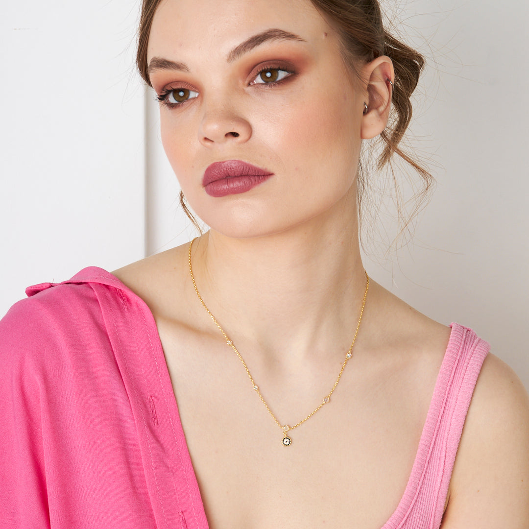 Eye Bead Necklace - 925 SILVER