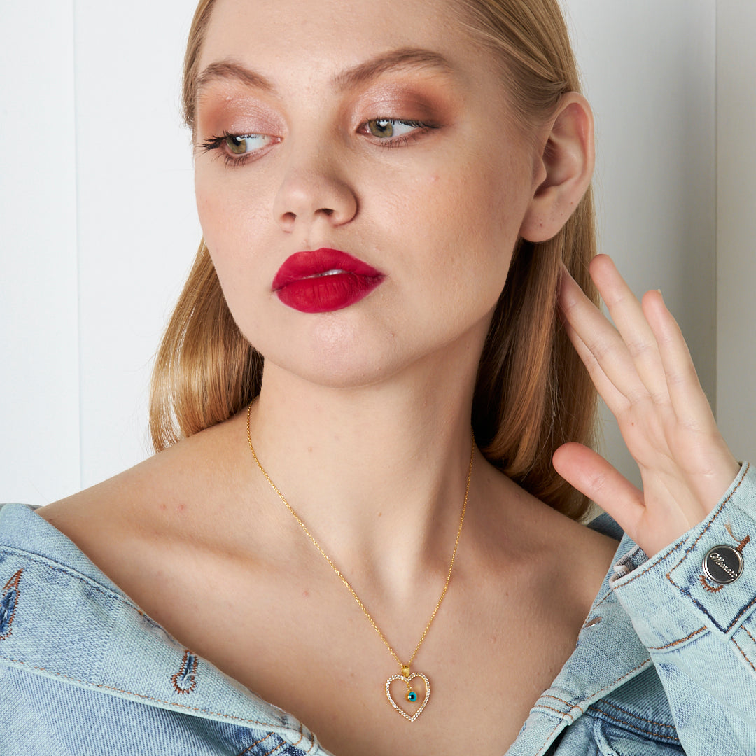 Evil Eye Heart Necklace - 925 Silver