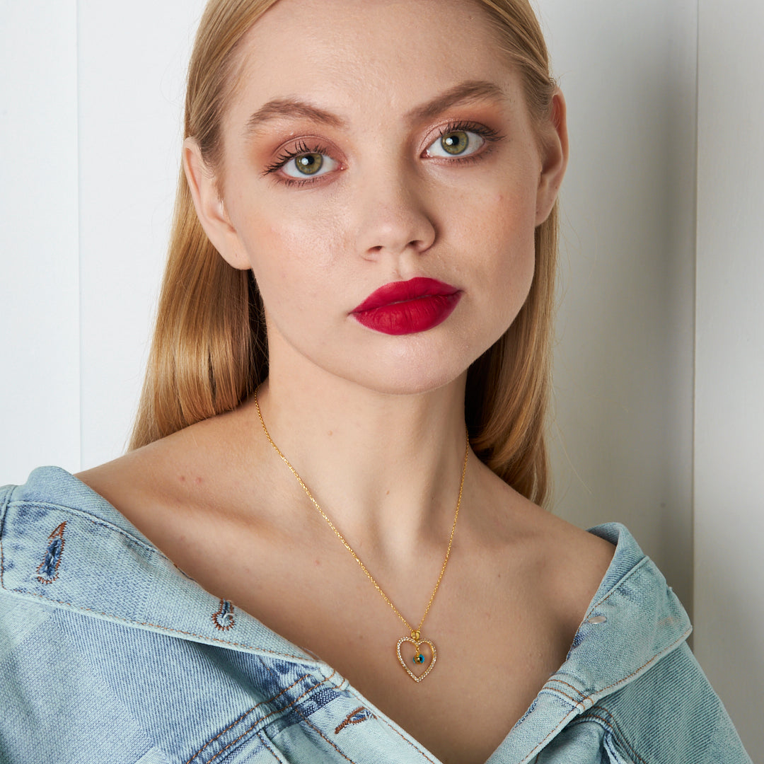 Evil Eye Heart Necklace - 925 Silver