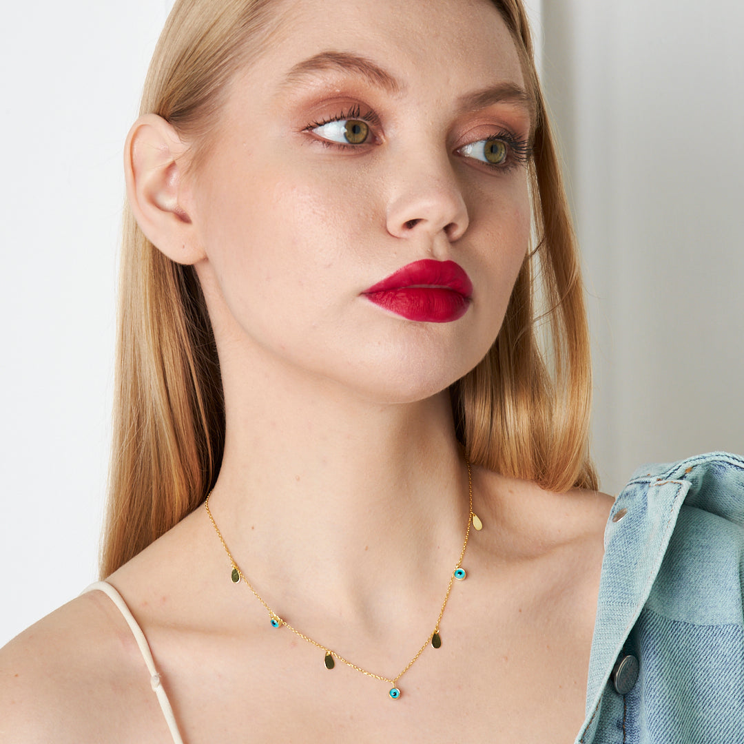 Evil Eye Drop Necklace - 925 SILVER
