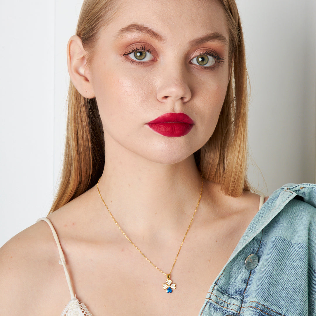 Blue Detailed Necklace - 925 SILVER