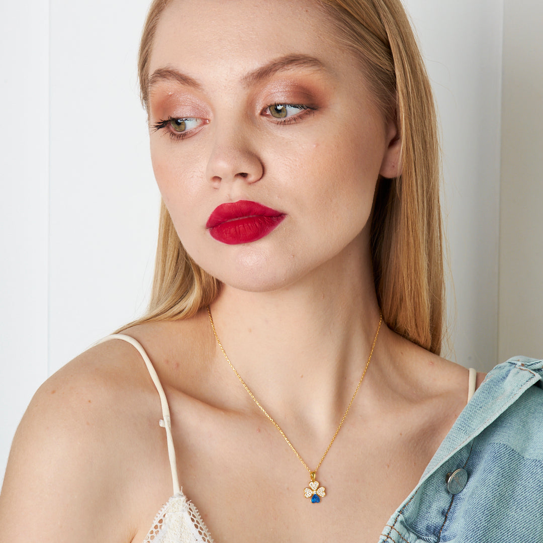 Blue Detailed Necklace - 925 SILVER