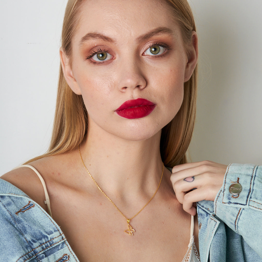 Butterfly Stone Necklace - 925 SILVER