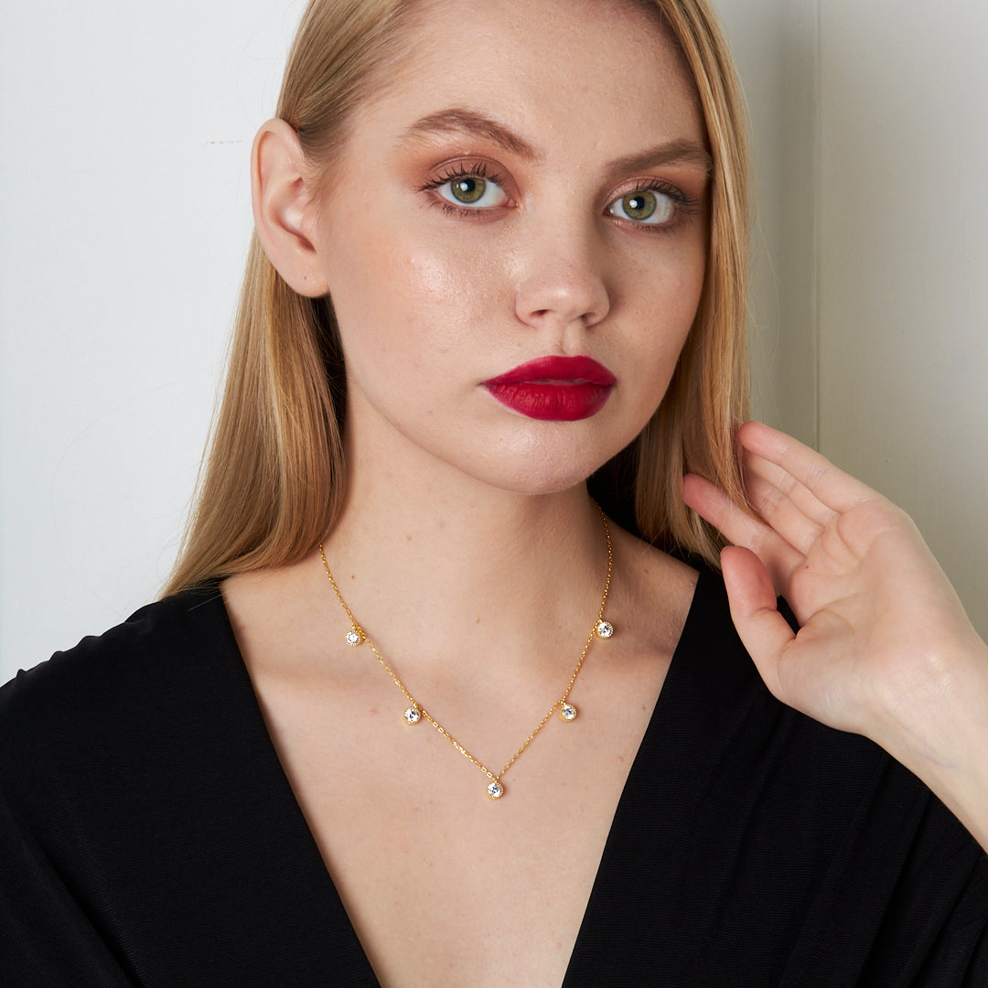 Single Stone Design Necklace - 925 SILVER