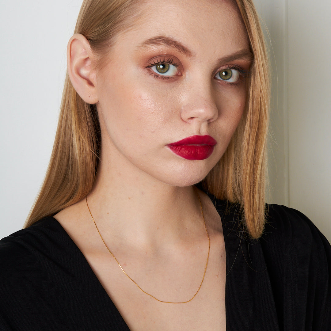 Thin Herringbone Chain Necklace - 925 SILVER