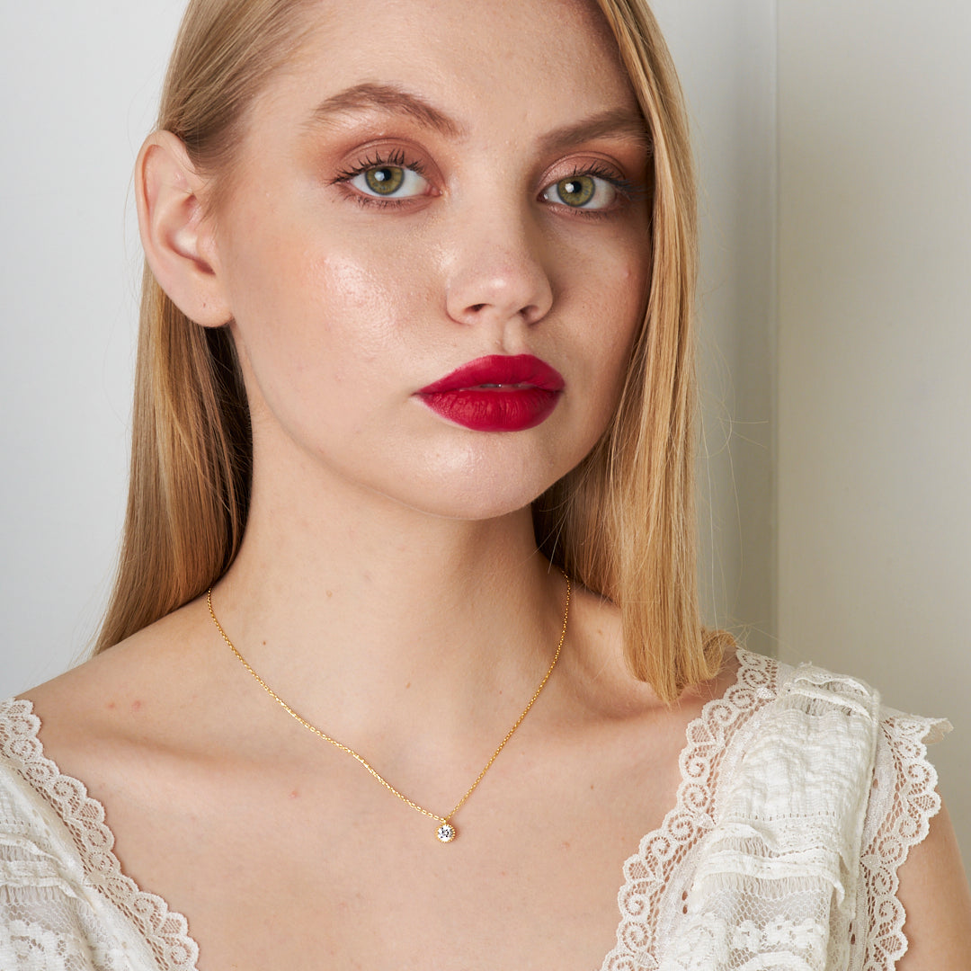 Single Stone Modern Necklace - 925 SILVER