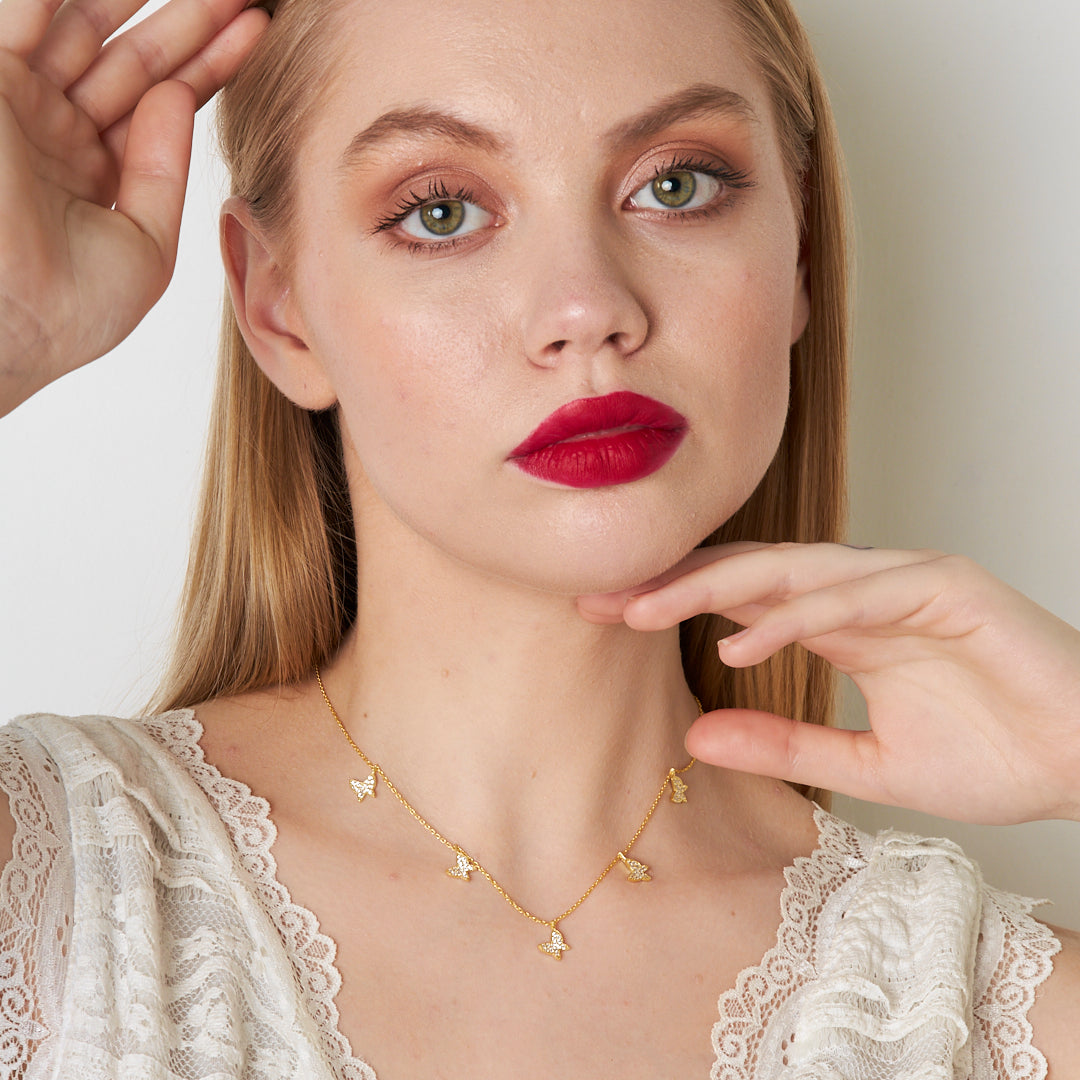 Five-Layer Butterfly Necklace - 925 Silver