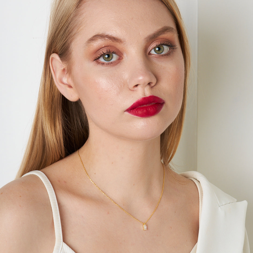 Diamond Passion Baguette Necklace - 925 SILVER