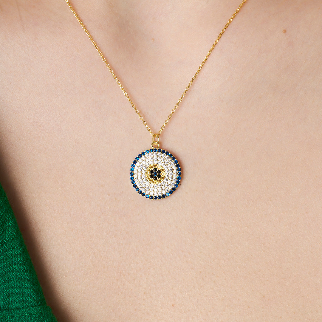 Large Evil Eye Necklace - 925 Silver