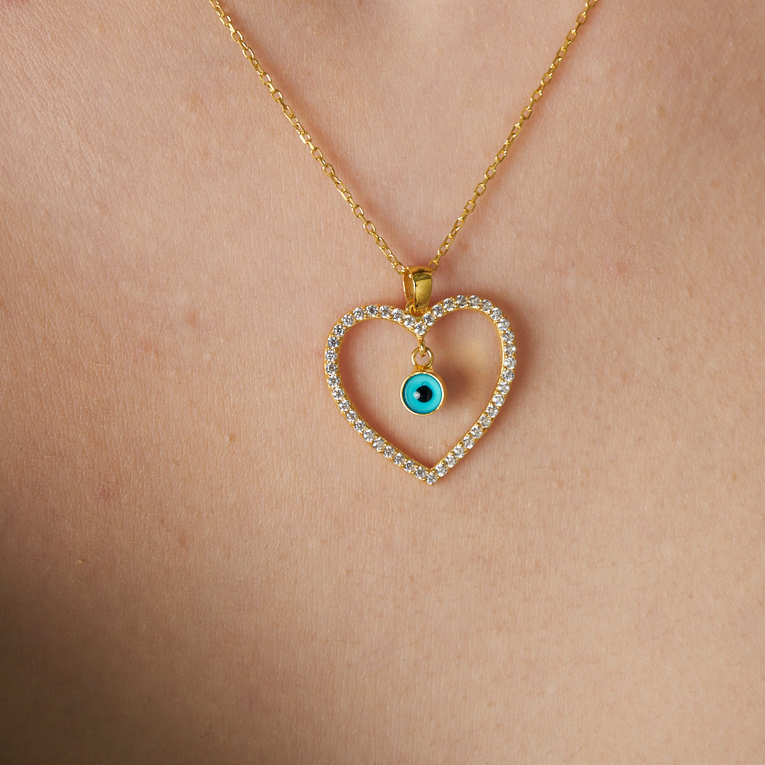 Evil Eye Heart Necklace - 925 Silver