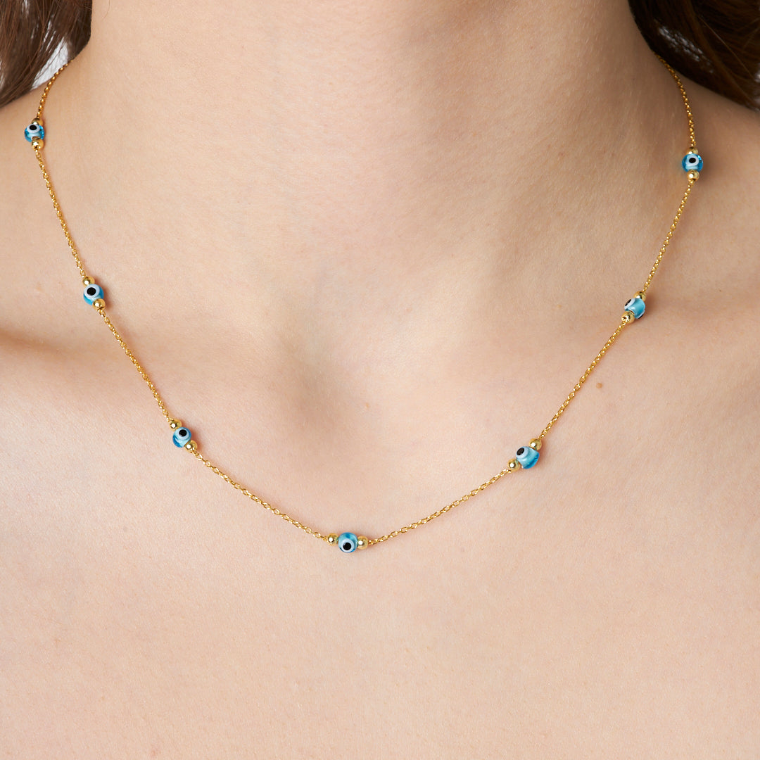 Eyelet Row Stone Necklace - 925 SILVER