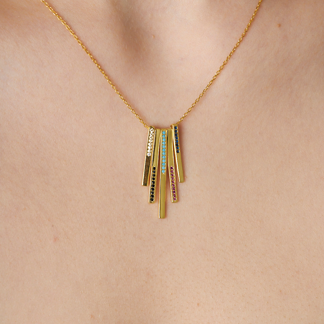 Colorful Stick Necklace - 925 SILVER