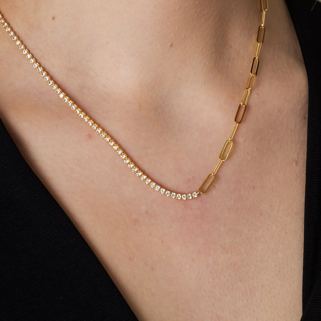 Rectangular Waterway Chain Necklace - 925 Silver