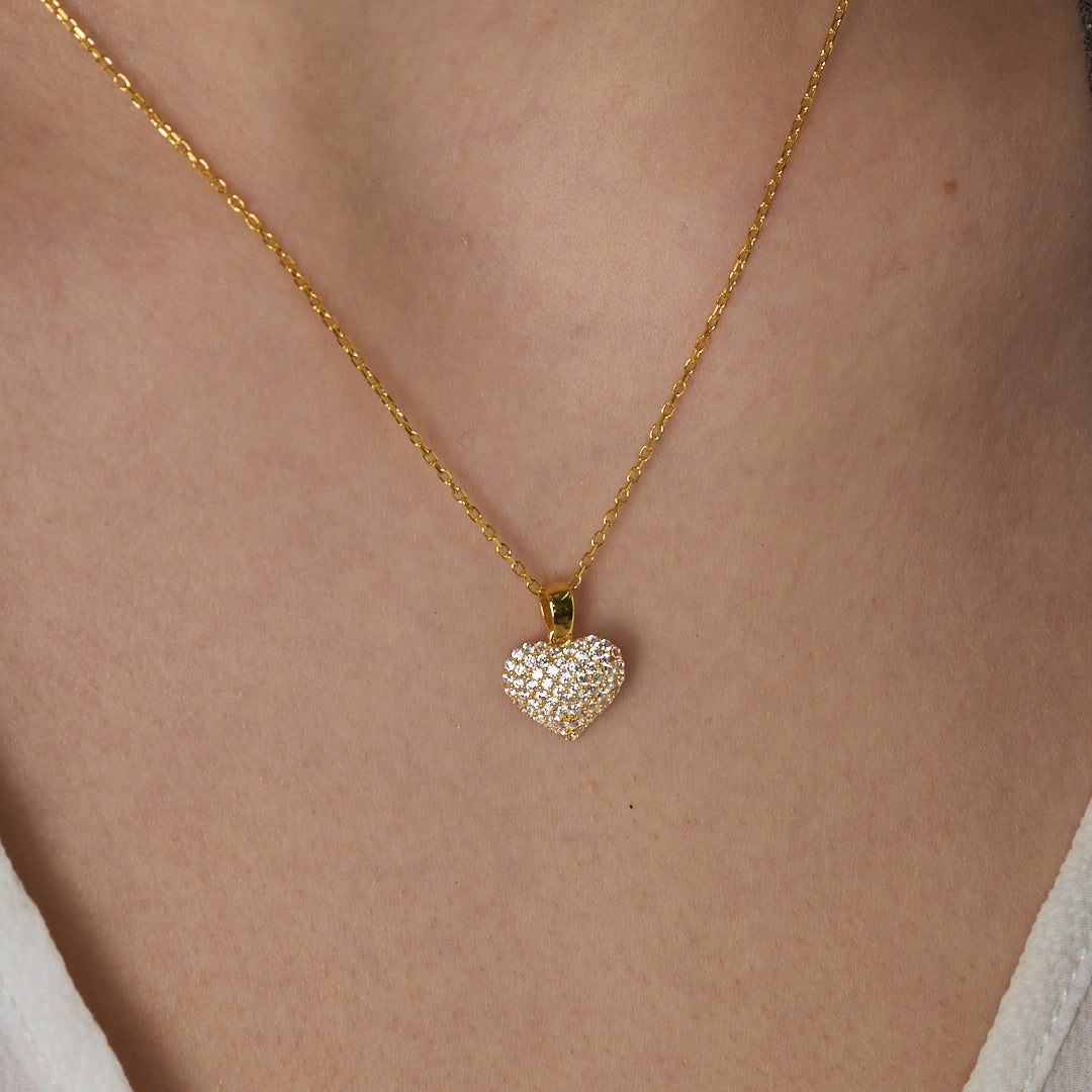Point Stone Heart Necklace - 925 SILVER