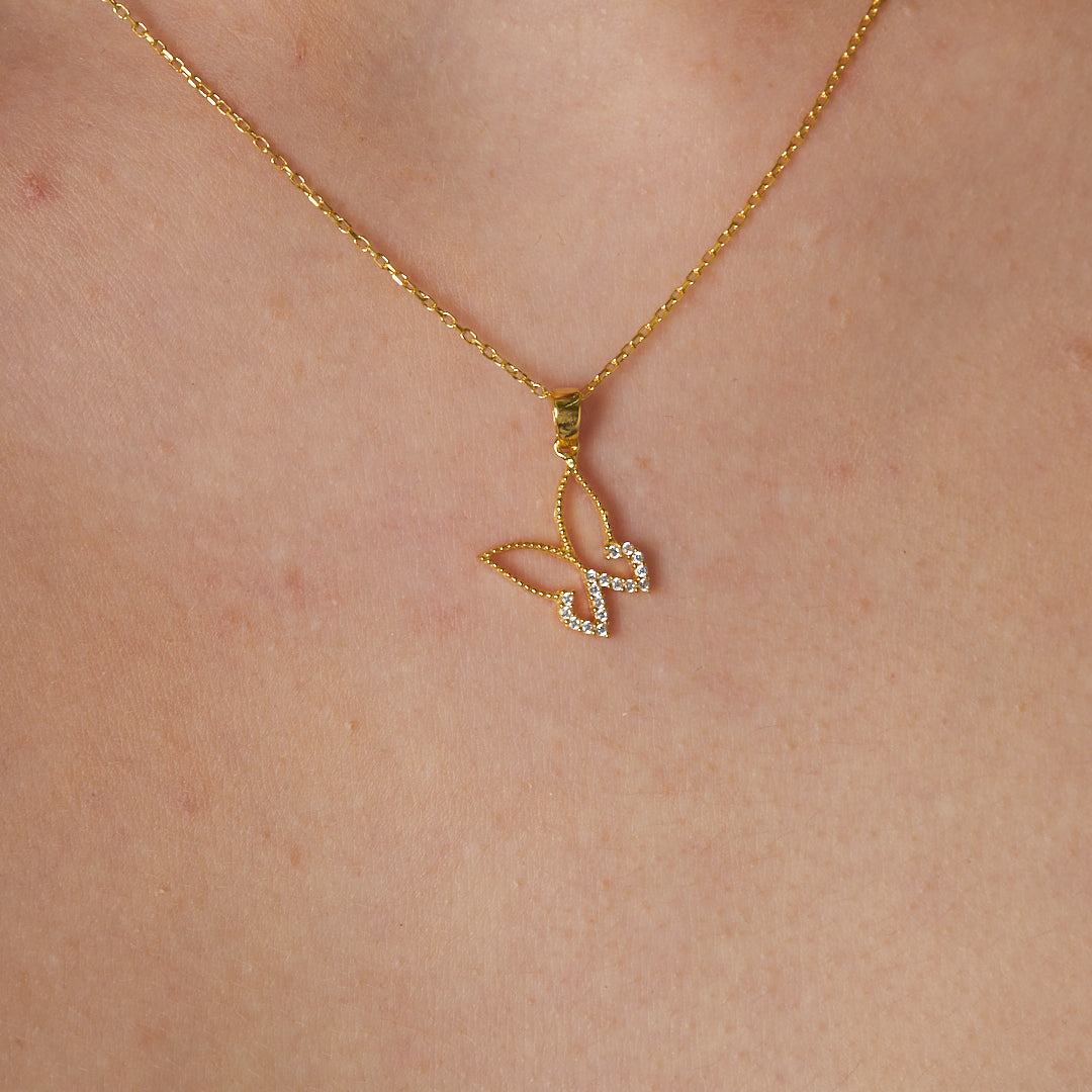 Butterfly Stone Necklace - 925 SILVER