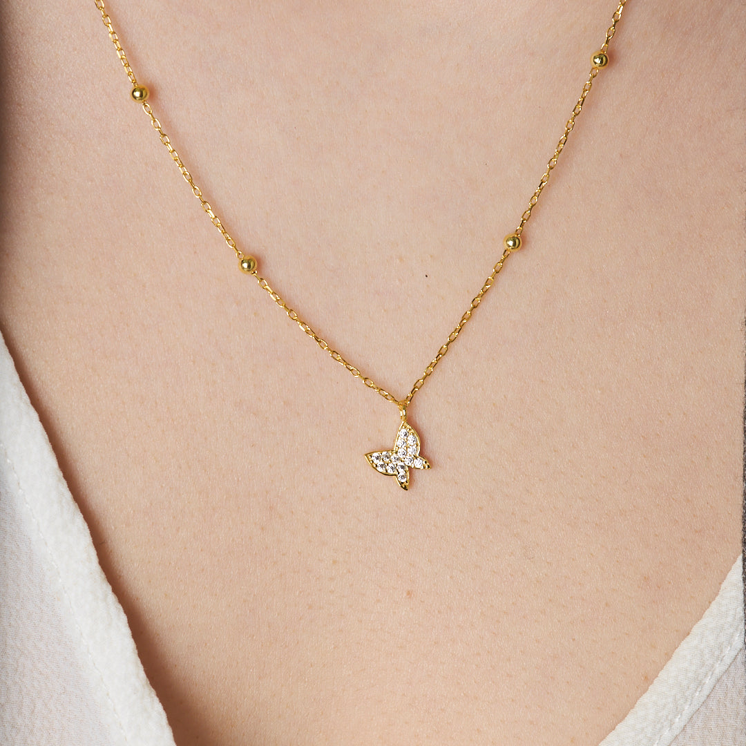 Pearl Butterfly Necklace - 925 SILVER