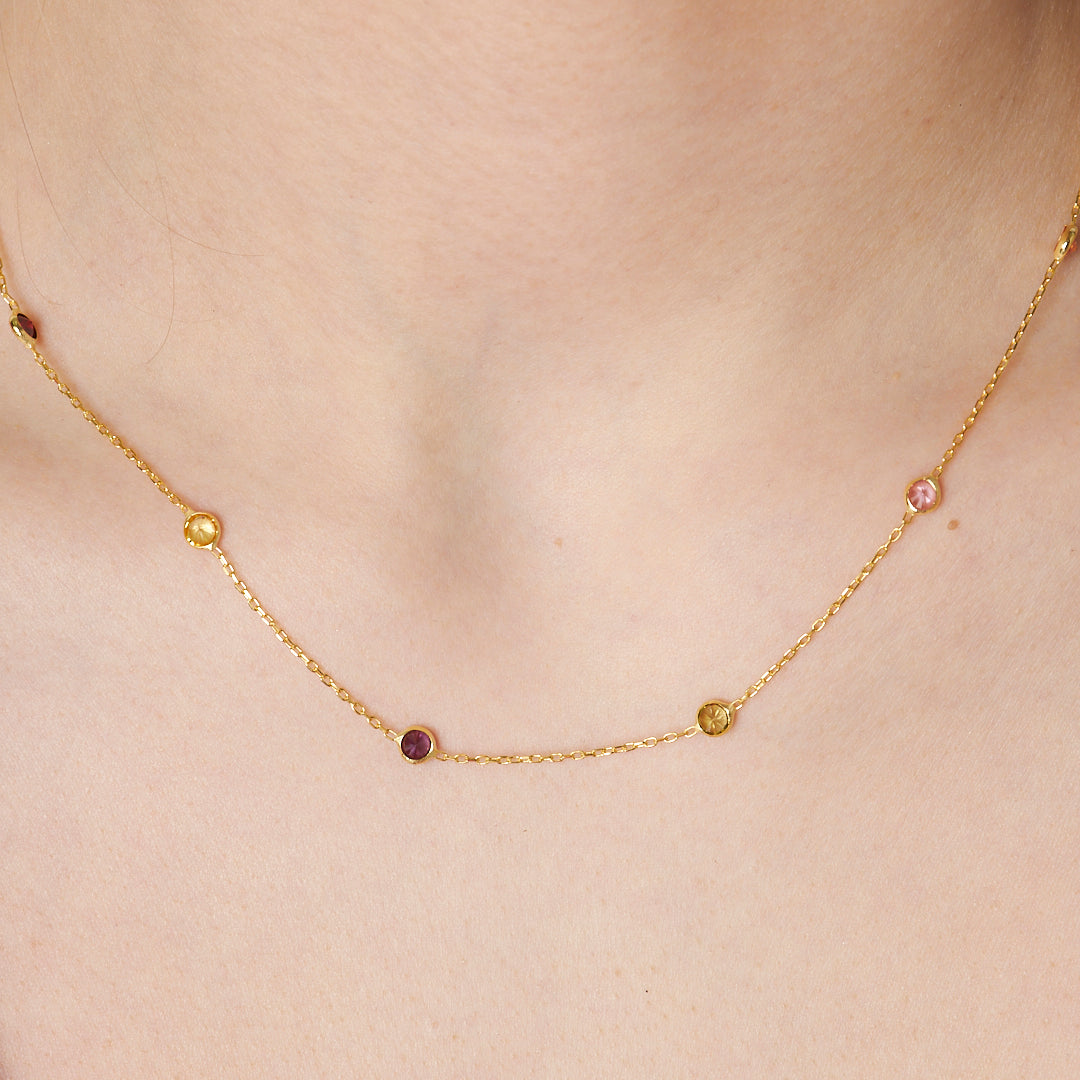 BUNTE STEINKETTE | 925 SILBER