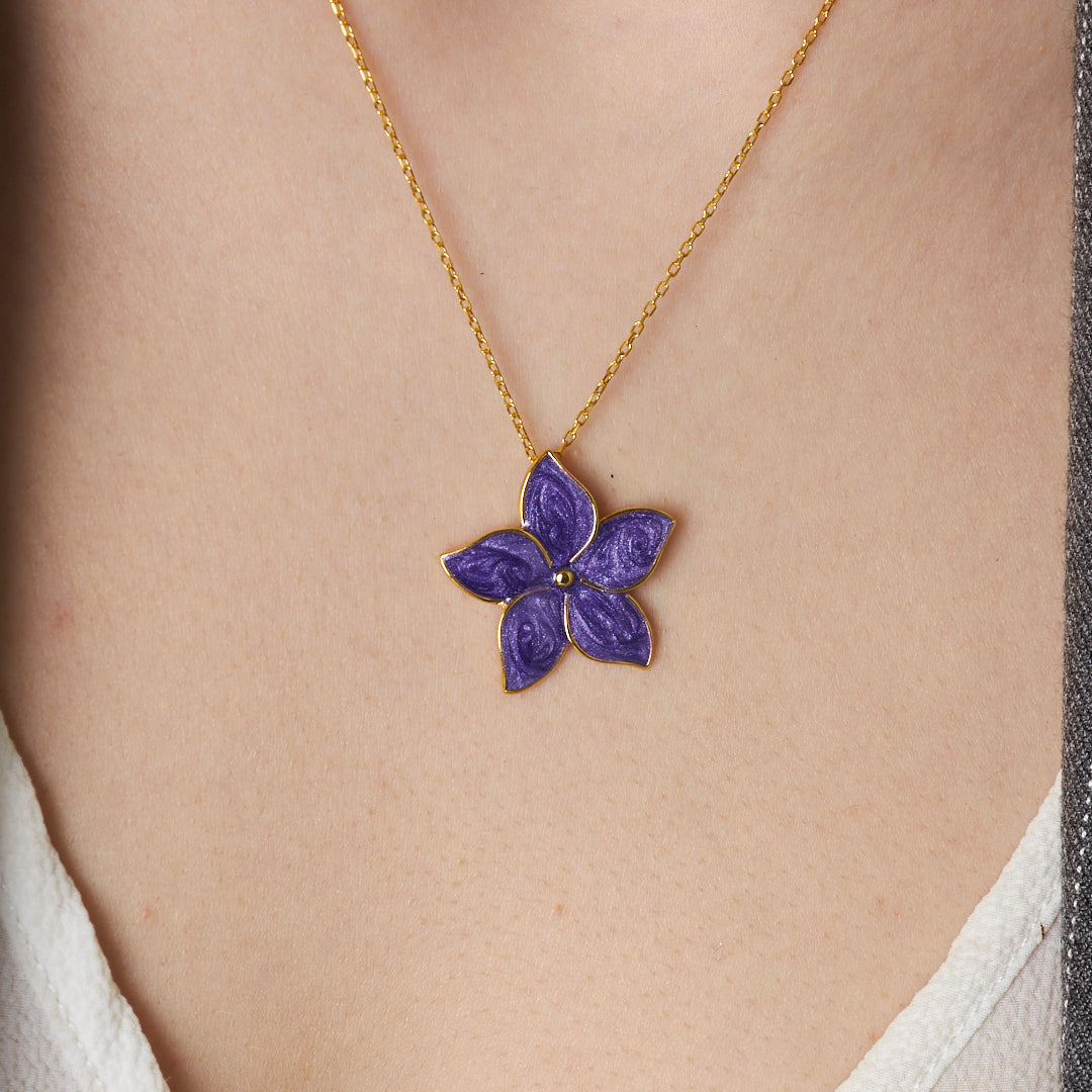 Purple Rose Necklace - 925 SILVER