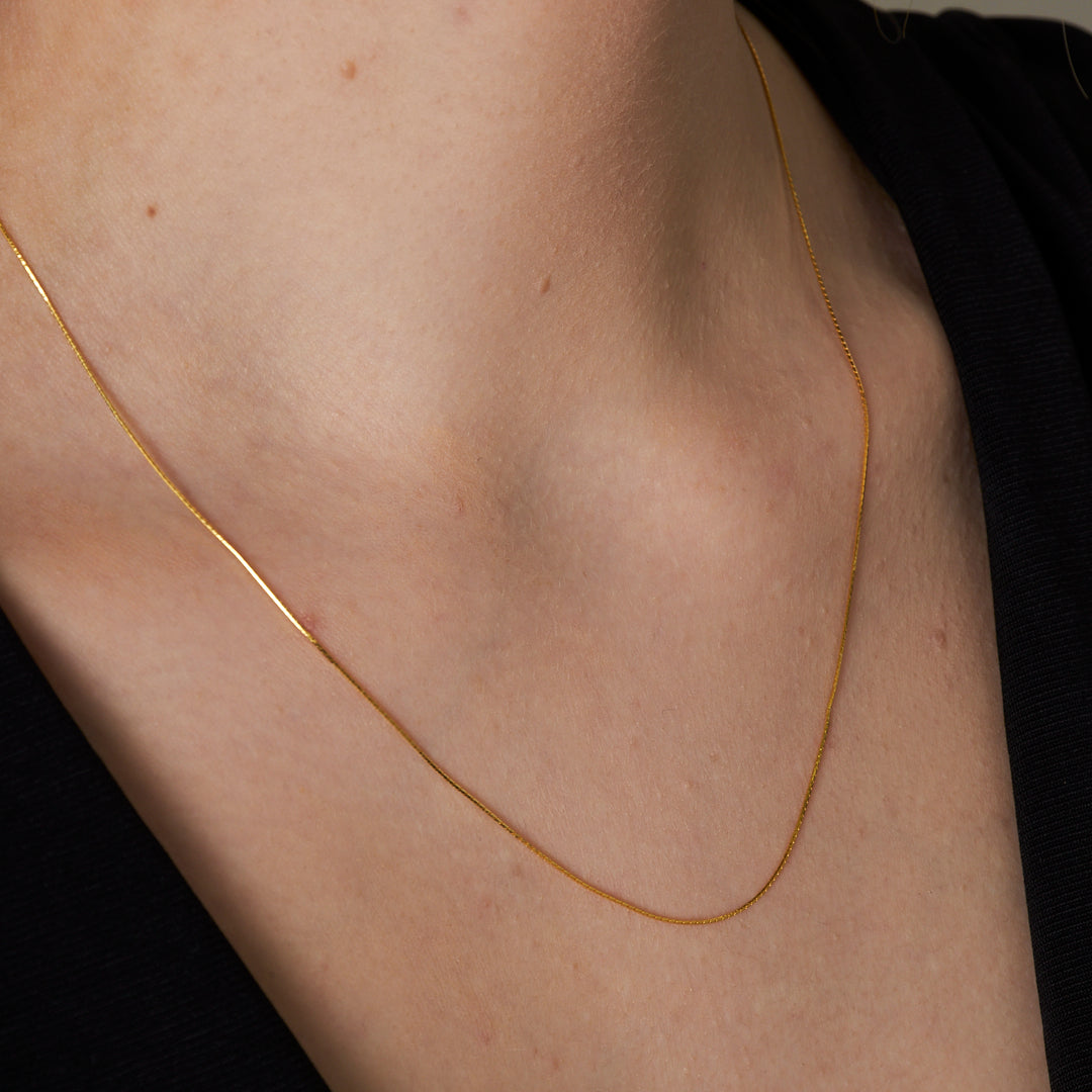 Thin Herringbone Chain Necklace - 925 SILVER