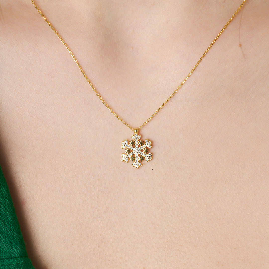 Sparkling Snowflake Necklace - 925 SILVER