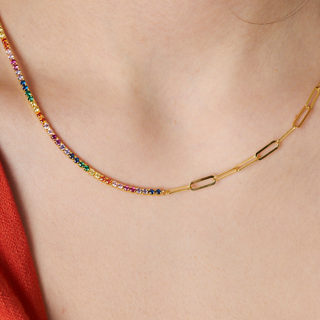 Chained Colored Waterway - 925 SILVER