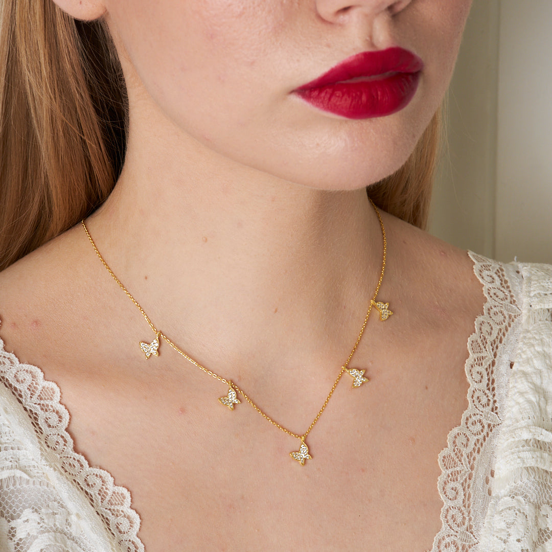 Five-Layer Butterfly Necklace - 925 Silver