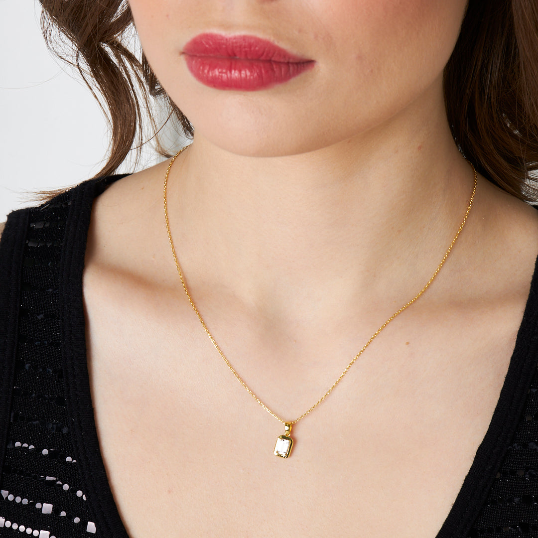 Simple Baguette Necklace - 925 Silver