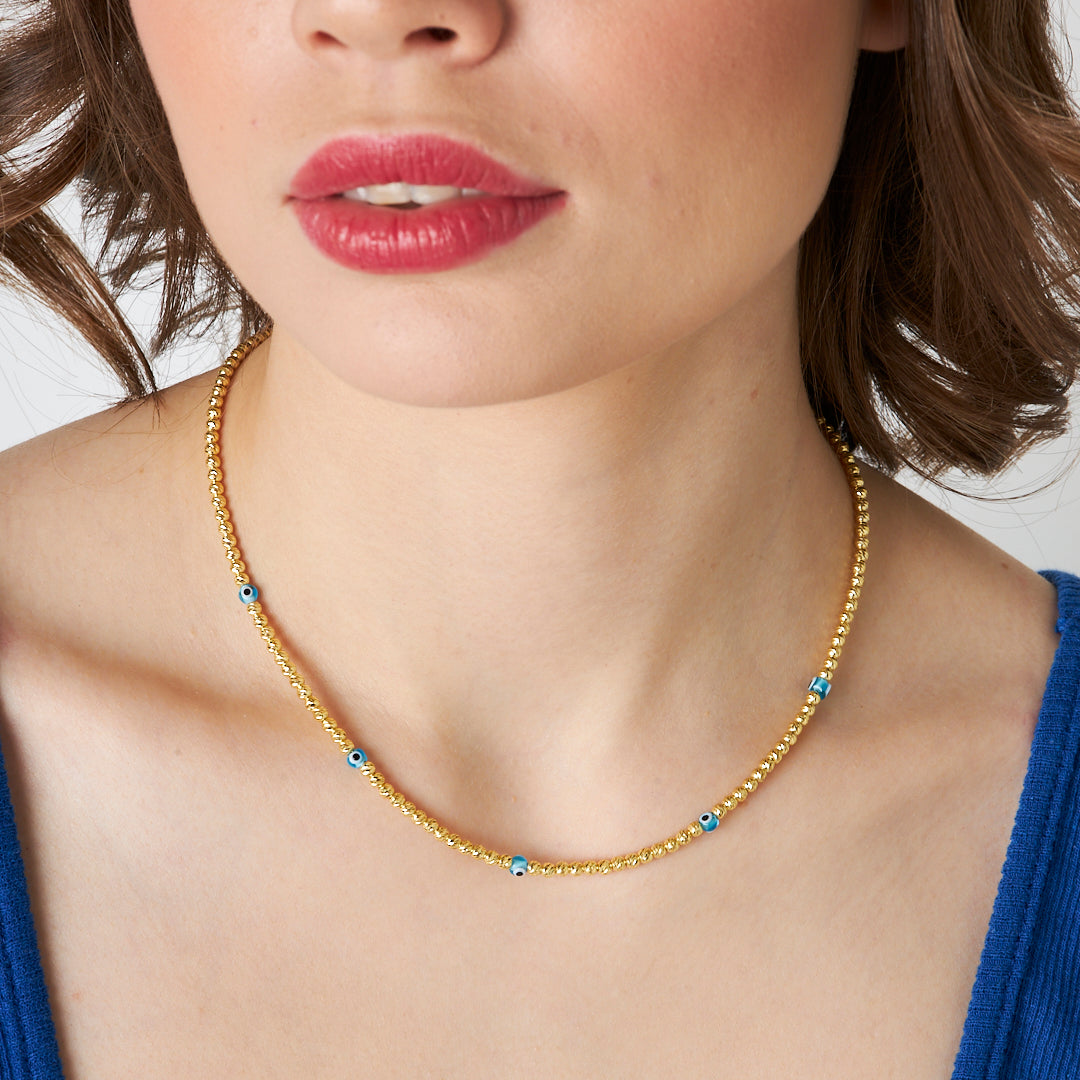 BLAUE DORIKA HALSKETTE | 925 SILBER