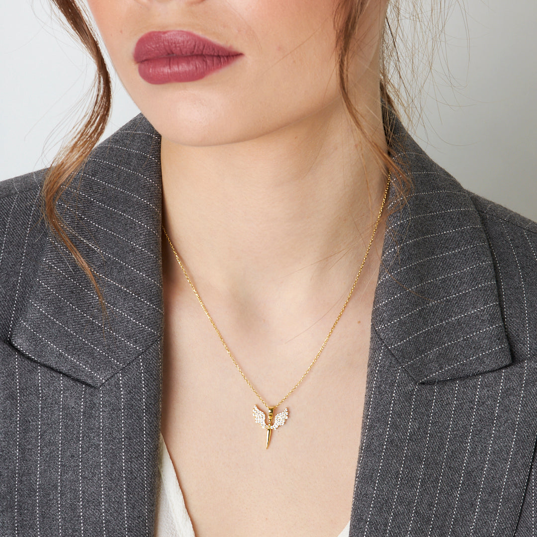 Stone Milkail Angel Necklace - 925 SILVER
