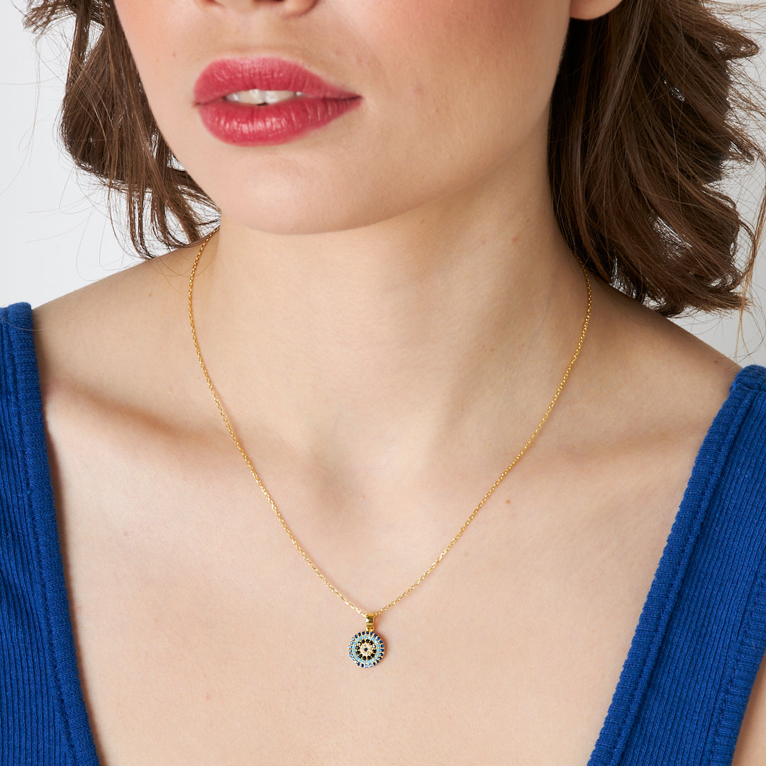 Evil Eye Pearl Necklace - 925 Silver