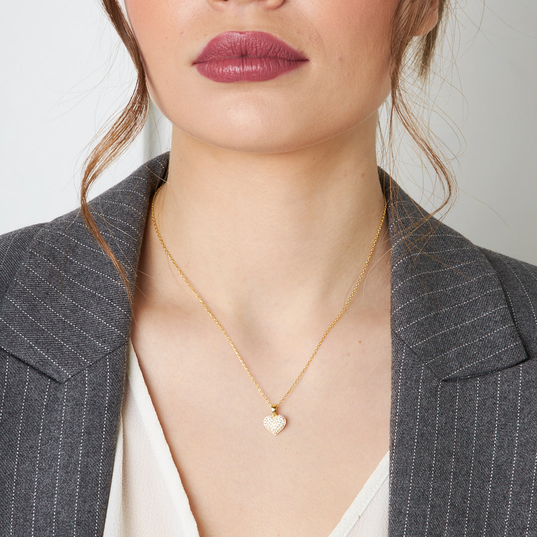 Point Stone Heart Necklace - 925 SILVER