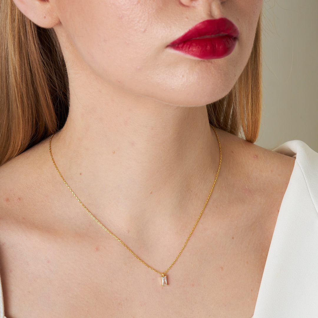 Diamond Passion Baguette Necklace - 925 SILVER